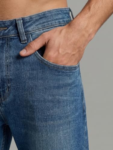 Image of Urbano Fashion Men's Relaxed Fit Washed Denim Jeans Non-Stretchable
