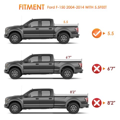 Image of Nilight Soft Roll Up Truck Bed Cover for Ford F150 2004-2014 5.5ft Bed