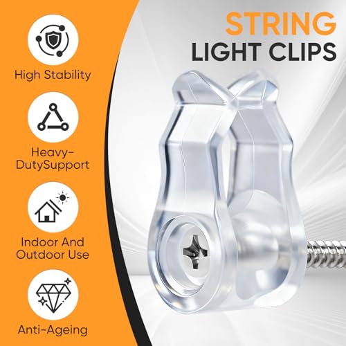 Gicare 50 Pack Clear String Light Clips, Screw in Outdoor Light Hooks, Weatherproof Cable Clips for Christmas Fairy Lights, Rope Light, Patio Holiday Decor & Cable Management by Gicare - Image 3