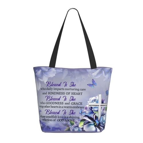 VelumVista Bible Tote Bag Christian Faith Grocery Bag Inspirational Church Bags With Zipper For Women Mothers Day Gifts