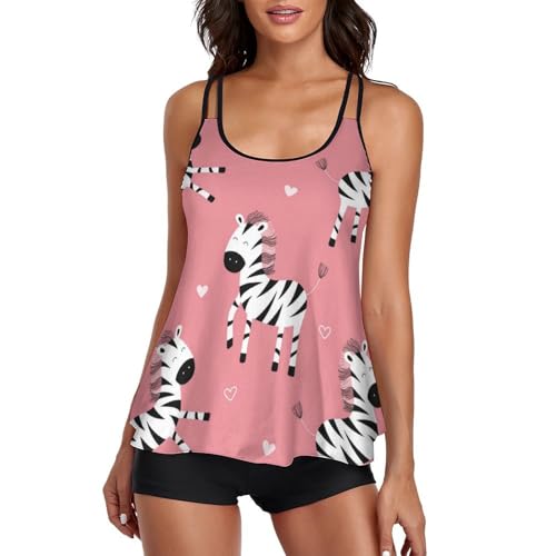 Maillot de bain tankini femme motif cheval rose short de garçon extensible et robe