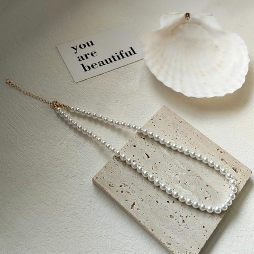 Image of Zeffy Pearl Necklace 4MM /6MM /8MM Dainty Round Imitation Pearl Choker Necklace Wedding Pearl Necklace Delicate Jewelry for Women Simple Bridesmaid Jewelry Gifts
