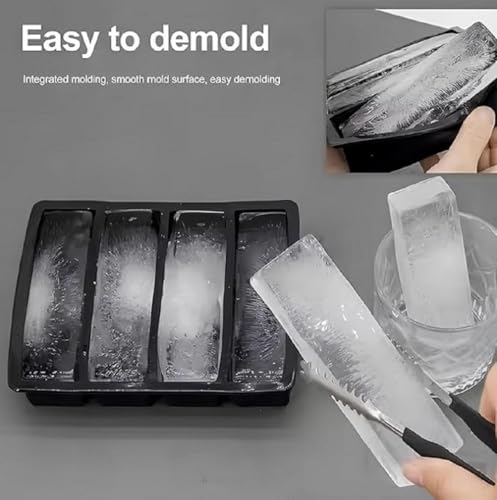 Image of Ice Cube Tray Flexible Multi-Compartment Freezer Tray Assorted Colours and Shapes (2 Pack 4 Big Long Flexible)