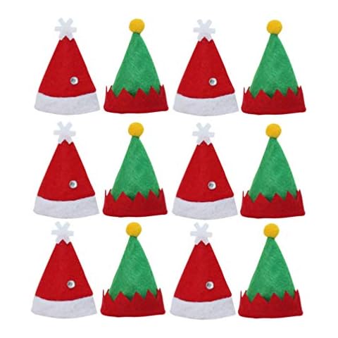 Amosfun Mini Christmas Santa Bottle Hats Cover