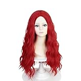 Max Beauty Curly Long Red Mermaid Wigs Daily Wig + Hairpin Hair Heat Resistant Synthetic Fiber for Halloween for Cosplay for Christmas