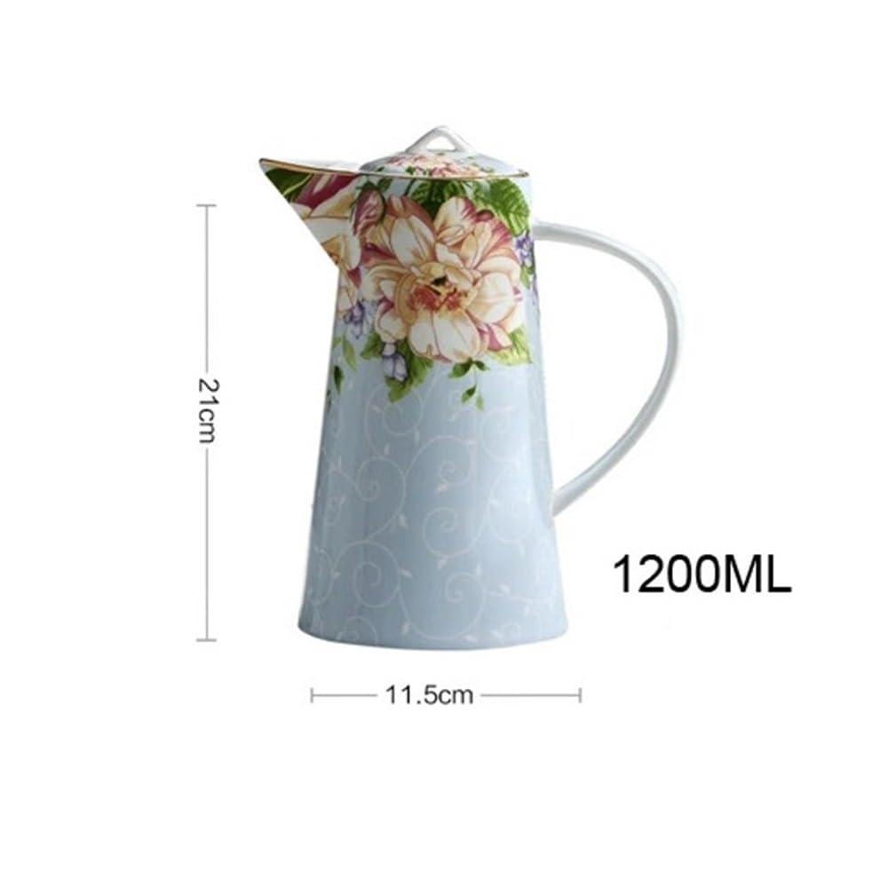 Dzbanek na wodę 1200 ml dzbanek na wodę z pokrywką i uchwytem porcelana kostna czajnik do herbaty vintage dzbanek na wodę kuchnia zimne lub gorące napoje dzbanek na sok do kawy dzbanek do