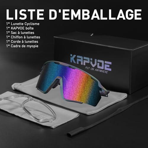 Lunettes de cyclisme KAPVOE K170 pour VTT route et running