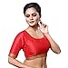 Madhu Fashion Womens Raw Silk Elbow Length Sleeves Readymade Saree Blouse (38, RED)