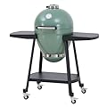 Sunjoy Charcoal Grill 20-Inch Kamado Grill Outdoor Egg Grill with Pizza Stone, Ultimate BBQ Grill and Smoker with Wheels, Green