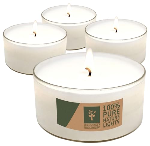 Hyoola Pure Jumbo Tealight Candles - 100% Natural Non Toxic Unscented - 10 Hour Burn Time - 8 Pack