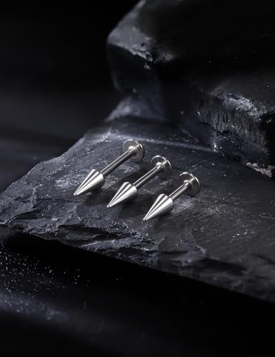 20G 18G 16G Spike Snake Bite Jewelry Flat Back Earrings Nose Studs Surgical Steel Tragus Forward Helix Conch Cartilage Lobe Earring Medusa Labret Monroe Lip Ring Piercing Jewelry for Women Men4