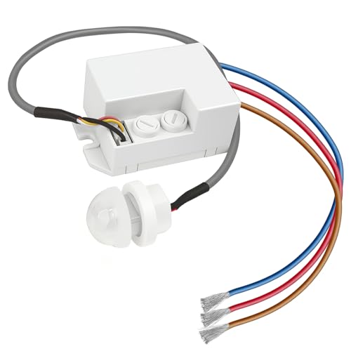 Mini Détecteur de Mouvement Intérieur Extérieur 220V, Capteur Infrarouge Commutateur 6M Portée 120°, Movimiento Infrarouge Encastré IP20 avec Capteur Crépusculaire pour Couloirs Garages Escaliers