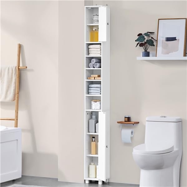 Yaheetech Badezimmerschrank, Badschrank, hoch, schmaler Aufbewahrungsschran