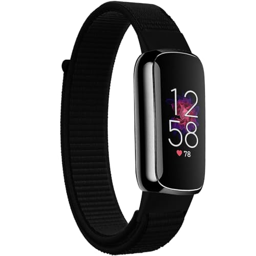 FYISWHO Breathable Sport Armband für Fitbit Luxe Nylon Armbänder Uhrenarmband Ersatzarmband für Fitbit Luxe (Black)