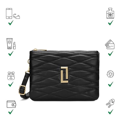 Image of Lavie Luxe Women's Lucie Quilted 3-Compartment Large Crossbody Sling Bag | Ladies Purse Handbag | Gift for Women