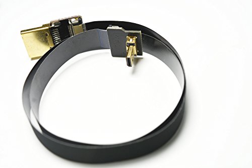 Thin Hdmi Flat Slim Fpv Hdmi Cable Micro Hdmi Male 90 Degree To Standard Hdmi Full Hdmi Normal Hdmi For Panasonic Lumix Gh4 Blackmagic Bmpcc Sony Alpha A5000 A6000 A7S A7R 60Cm Black #TOP4
