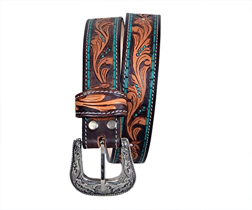 Western Heavy Duty Tooled American Leather Belt For Men and Women 30HQ0083