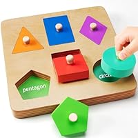 Größeres Holzpuzzle für 1 Jahr, Montessori Spielzeug mit extra dicken Formen & Griffen, Lernspielzeug für Farben, Formen & motorische Fähigkeiten, Geschenk für Jungen Mädchen 12-18 Monate