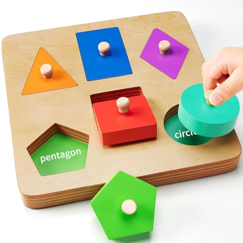 KmmiFF Rompecabezas de madera de 1 año, juguete Montessori 1, 2, 3 años, regalos de cumpleaños, juego de enchufes, juguetes para bebés, colores, juguetes educativos, juguetes de motricidad 12 18 meses