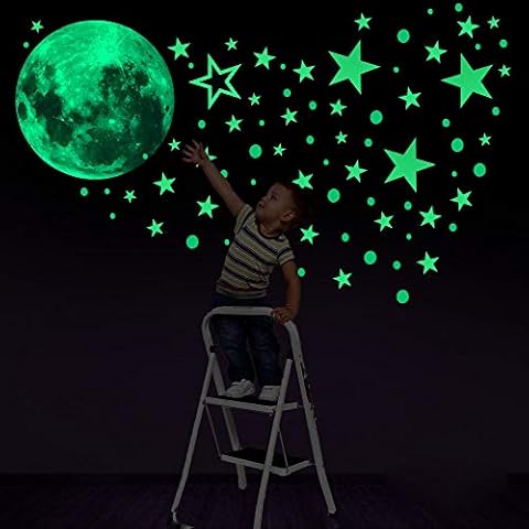 Konsait Glow In The Dark Stickers, 435pcs Luminous Dots Stars and Moon Wall Stickers DIY Wall Decal Murals for Nursery Baby Kids Bedroom Living Room Decoration Cover