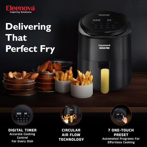 Image of Eleenova Nexus Pro 4.5 litres Air fryer 1200 Watts with Smart Touch Panel [ Golden Handle with Full Display ]