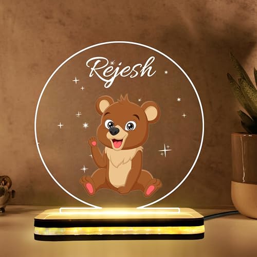 Personalised Name LED Lamp for Kids | Cute Animal Acrylic Lamp | ...