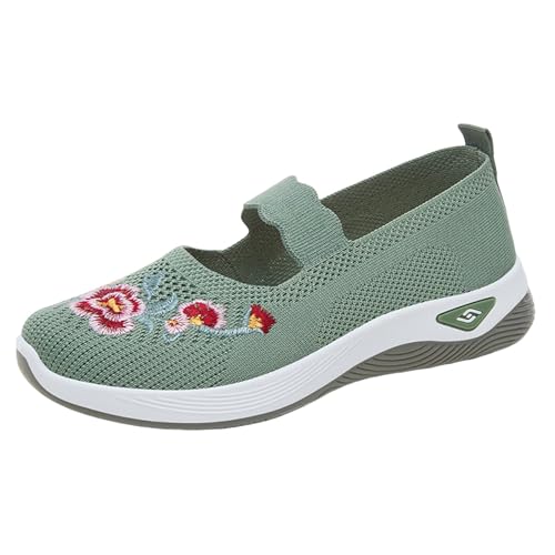 Generisch Zapatos de tela para mujer, zapatos bajos, cómodos, mocasines con bordado, zapatillas elegantes, planas, informales, transpirables, fáciles de cuidar, antideslizantes, zapatillas de estar