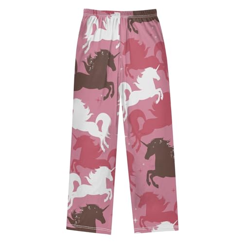 Pink Unicorn Boys Pants Boys Athletic Pants Long Pant for Boywith Pockets Wide-Leg Size 6-14Y2