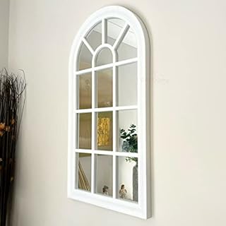 Darthome White Black Arched Window Wall Mirror Door Home Modern Living Hallway Decoration 70cmn (White)