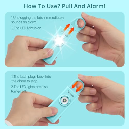 Thopeb–The Original Personal Safety Alarm for Women Self Defense – Elders & Kids Self Defense Keychain Siren – 135dB Loud Siren Bird Sound – Cute Key Chains Protection (Aqua)