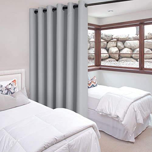 Image of DWCN Patio Sliding Door Curtains-Extra Wide Blackout Thermal Curtain Panel with Back Tab& Rod Pocket for Bedroom Partition, 100x96 Inches, Silver Greyes, Silver Grey