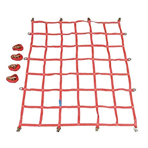 Ladungssicherungsnetz von kuriershop, Rot, Haken, D-Ring, Polyester, Auto, LKW, 1,57 x 1,35 m, LC 800 daN, DEKRA zertifiziertes Gurtbandnetz