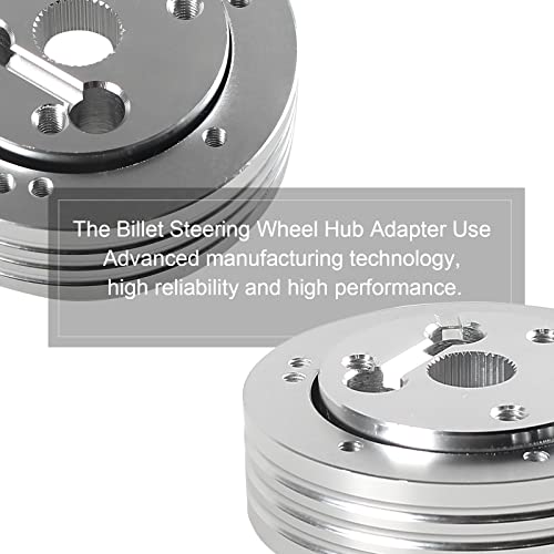 Htostar Racing 5 & 6 Hole Billet Steering Wheel Hub Adapter Car Polished Short Hub Connector Car Accessories Silver #TOP3