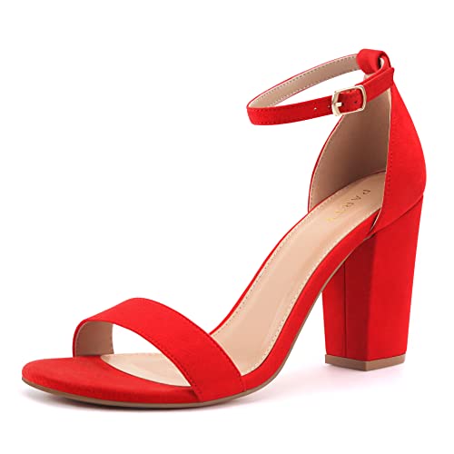 Image of PARTY Women's Chunky Block Heels Open Toe Ankle Strap 3 Inch Heeled Sandals Comfortable for Wedding and Prom