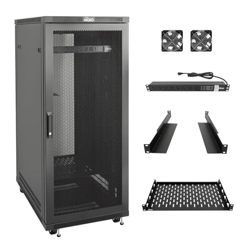 Image of Tecmojo Network Rack Cabinet,27U Server Rack,23.6 Inch Depth,Hold Up to 1800Lbs,Lockable Cabinet with Casters and Complete Accessories,Mesh Door,for Home,Office,Small Business (27U 23.6 inch w*23.6 inch d)