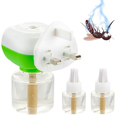 Mosquito Repellent Plug in,Insect Killer for Home & Travel- Odour -Free Plug-in Insect Repellent Unit-Knocks Down Mosquitoes, Midges, Flies on Contact,Include 2 Refills,Mosquito Plug ins for Abroad