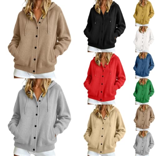 Hooded Cardigan for Women Button Up Long Sleeve Hoodie Sweaters with Pocket - image 1