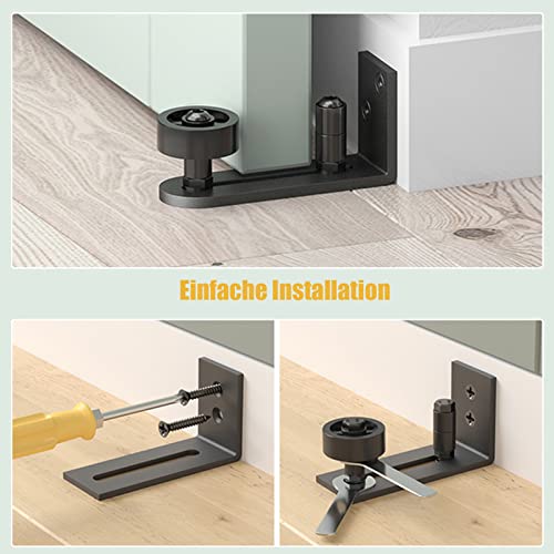Bodenführung Schiebetür 2 Stück, Einstellbar Boden Rollenführung mit Schrauben, Kohlenstoffstahl Rollen Führung Schiebetür Laufschiene Türführung 8-in-1 Schiebetürbeschlag (Cooles Schwarz, 2er Set)