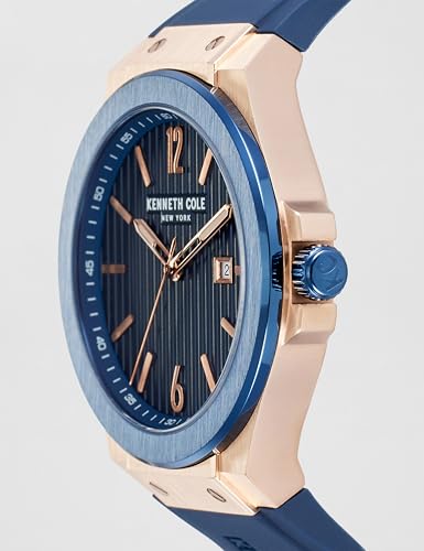 Image of Kenneth Cole Quartz Analog with Date Blue Dial Blue Silicone Strap Watch for Men - KCWGN0034403MN
