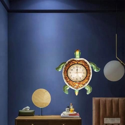 Horloge murale tortue bleu sarcelle décorative TXYS pour la maison - 7