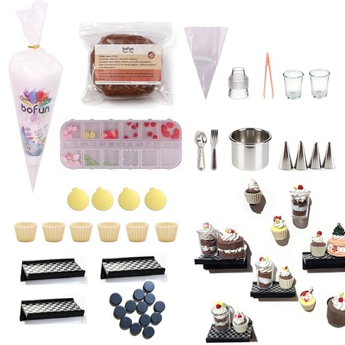 BoFUN DIY Miniature Dessert Fridge Magnet Craft Kit 1:12 Scale Craft Set for Adults Teens Handmade Supplies with Magnetic Backing Home Decor Birthday Gift