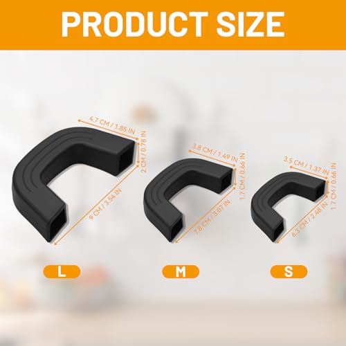 Miniatura 2 de 3 Pares Asas De Silicona Para Ollas Resistentes Al Calor - Agarraderas De Silicona Para Ollas - Tiradores Para Sartenes, Woks Y Tazones De Horno Negro, 3 Tamaños