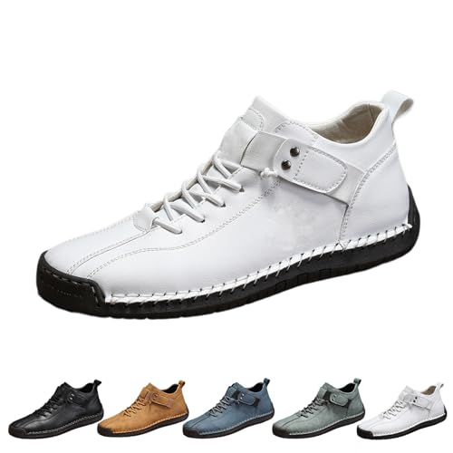 Men's Leather Orthopedic Sneakers Casual Lightweight Slip On Sports Shoes Outdoor Hiking Flat Chukka Boots Non-Slip Walking Driving Shoes