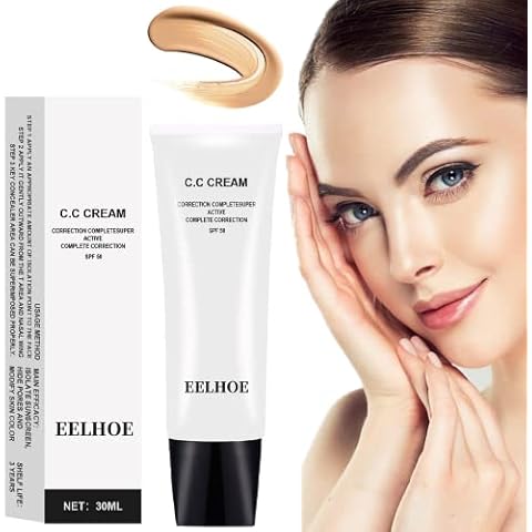 Skin Tone Adjusting CC Cream SPF 50, CC Cream Colour Correcting Self Adjusting for Mature Skin Full-Coverage Foundation, Skin Concealer Brightening Skin Tone-Natural Colo Cover