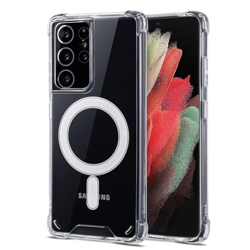 JProtect Magnetic Case for Samsung Galaxy S21 Ultra for MagSafe Case/Shockproof Samsung S21 Ultra Case for MagSafe Transparent/Clear Phone Case for Samsung Galaxy S21 Ultra Case Magnetic