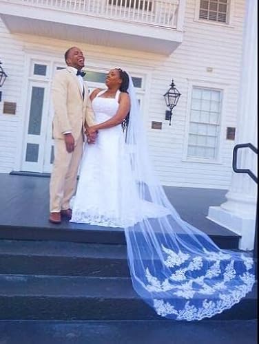 Ivory Lace Edge Cathedral Length Wedding Bridal Veil With Comb #TOP3