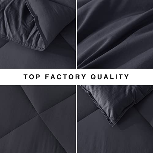 Domdec Heavyweight Quilted Comforter Twin Size Cozy Soft Washed Microfiber Duvet Insert Down Alternative Fill Hotel Collection Machine Washable Winter Warmth(68X88”, Grey) #TOP4