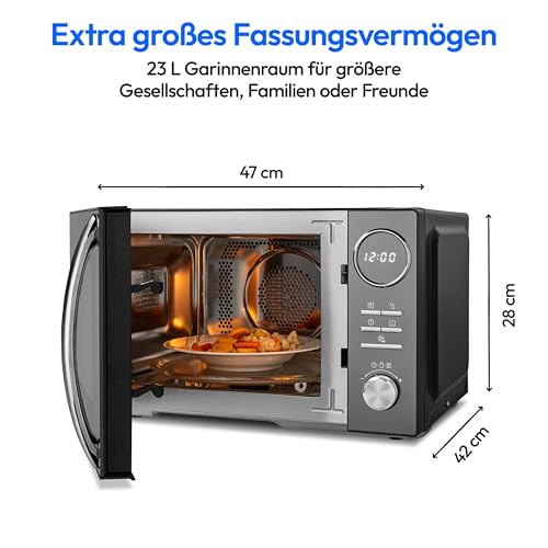 MEDION MEDION 3 in 1 Mikrowelle mit Grill und Heißluft Funktion (23 Liter, 900 Watt, 1.000 Watt Grill, 1.680 Watt Heißluft, 10 Automatikprogramme, Auftaufunktion, Display, MD11493) schwarz - Verwendungsansicht 7 | Kompakt-Mikrowellen