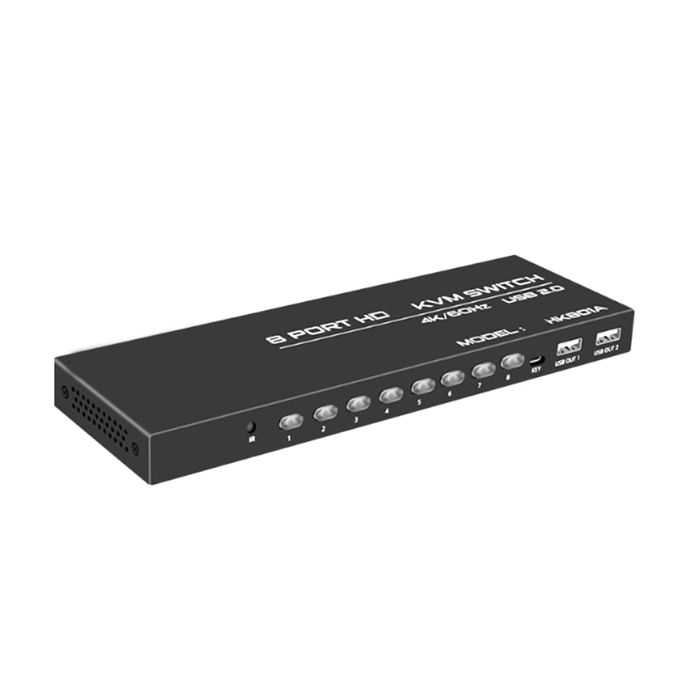 Distributore Audio Video Full HD 1080P A Ingressi e Un'Uscita 4K HD, per la Condivisione di un Set di Tastiera, Mouse e Monitor Tra 8 Host da DVD, Giochi, Laptop e PC su 8 TV o Monitor