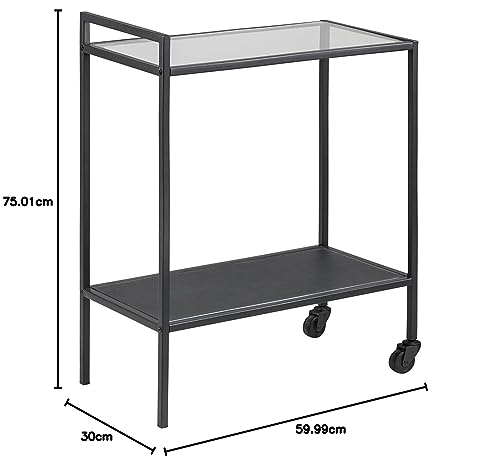 Foto von AC Design Furniture Jörn Servierwagen, H: 75 x B: 60 x T: 30 cm, Klar/Schwarz, Glass/Metall, 1 Stk